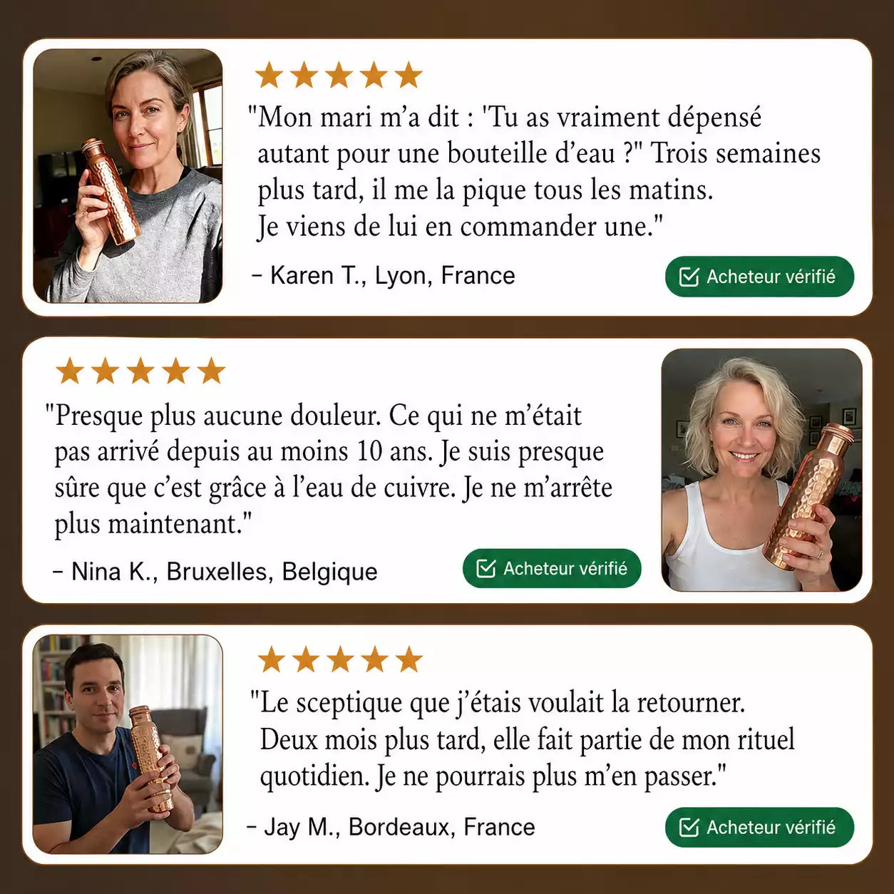 Gourde en Cuivre Pur certifiées Elira® - Édition V2 martelée à la main